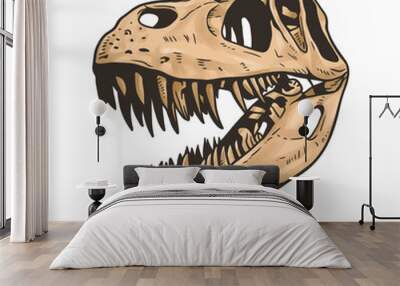 Dinosaur head skeleton vector clip art on white background Wall mural