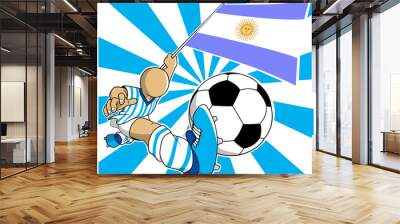 Argentina soccer player vector cartoon in eps10 Wall mural