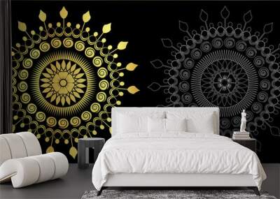 ornament gold color and out line Wall mural