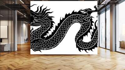 Silhouette of Chinese dragon crawling Wall mural