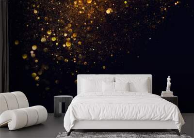 glitter vintage lights background. gold and black. de focused Wall mural