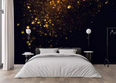 glitter vintage lights background. gold and black. de focused Wall mural