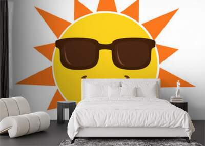 Sun with sunglasses cartoon vector illustration isolated on white Wall mural