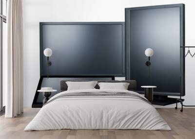 Three black computer monitors isolated on white with clipping path Wall mural