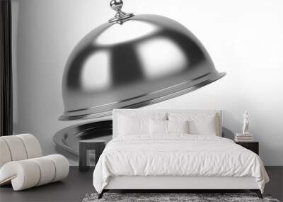 An elegant silver tray, topped with a bell-shaped cloche, restaurant service, horeca Wall mural