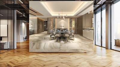 3d render of dining room interior. Wall mural