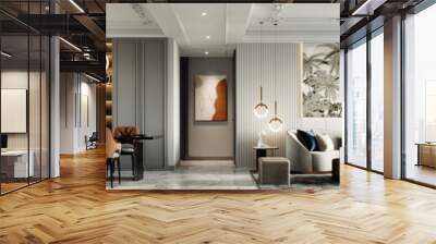 3d render of luxury home living and dining room Wall mural