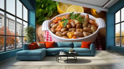 Cranberry Bean Stew Turkish Barbunya Pilaki, Potato and carrot pinto beans (Turkish name; patatesli ve havuclu barbunya) Wall mural