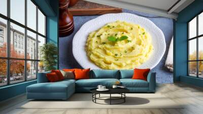 Serving of creamy mashed potato made from boiled potatoes Wall mural