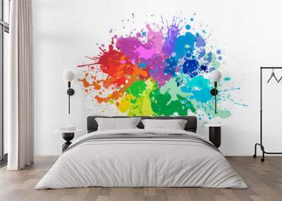 Splashing colorful watercolor colors on paper to create a background texture Wall mural