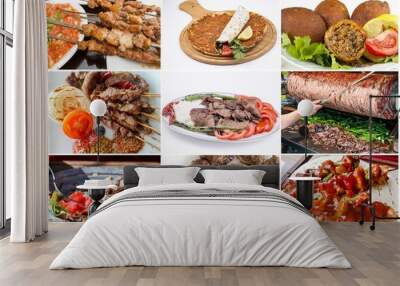 Traditional delicious Turkish foods collage. Food concept. Wall mural