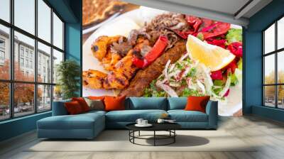 Traditional Turkish food; mixed grill, Adana kebab, chicken shish Wall mural