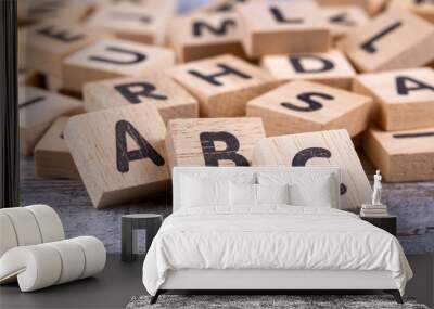 Wooden alphabet, a, b, c Wall mural