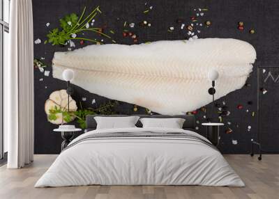 Fresh halibut fillet. Wall mural