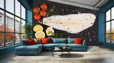 Fresh halibut fillet. Wall mural