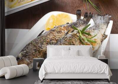 grilled trouts. seafood concept. Wall mural