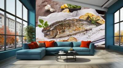 Grilled trouts. Wall mural