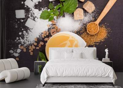 Various types of sugar. Wall mural