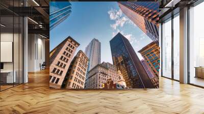 Boston downtown financial district and city skyline Wall mural