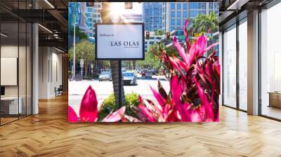 Fort Lauderdale, Las Olas Boulevard, travel attraction with shops, restaurants and entertainment. Wall mural