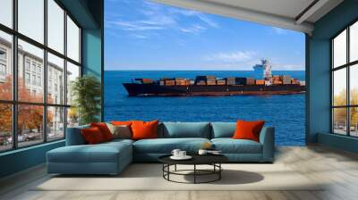 International commerce container cargo ship delivering freight shipment across the ocean. Wall mural