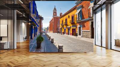 puebla, mexico-20 april, 2018: puebla streets in historic center Wall mural