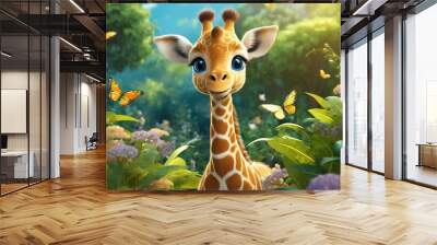 adorable big eyes a baby giraffe Wall mural