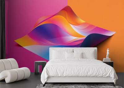 A colorful piece of paper with a wave pattern on it Wall mural