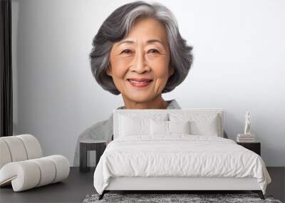 Elegant Portrait of a Mature Asian Woman with Gray Hair Wall mural