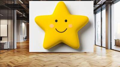 A cheerful yellow star with a smiling face, adding a playful touch to any space. Wall mural