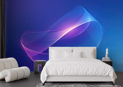 An elegant blend of flowing abstract shapes in gradient hues of blue and pink on a smooth gradient background. Wall mural