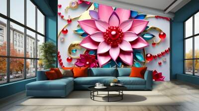 Multi Colored Floral Patters Design Wall mural