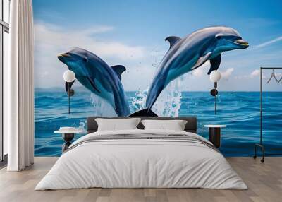 Dolphins jumping out of the water
 Wall mural