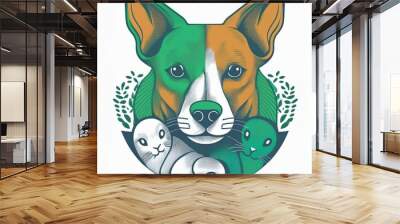 logo chien lapin et chat en dessin ia Wall mural