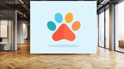 logo pate de chien de plusieurs couleurs ne ia dessin plat Wall mural