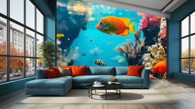 Wildlife underwater with colorful fish
 Wall mural