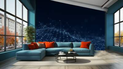 abstract background with glowing particles. digital moving wave. futuristic illustration with explos Wall mural