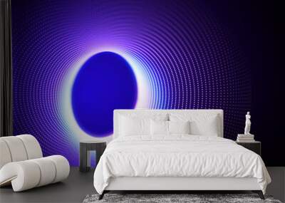 Cyber tunnel consisting of moving glowing points. Futuristic infinite space background. Concept of data transfer in cyberspace. Hi-tech illustration. 3d rendering. Wall mural