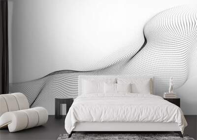 Futuristic moving white wave. Digital background with moving particles. Big data visualization. Vector illustration. Wall mural