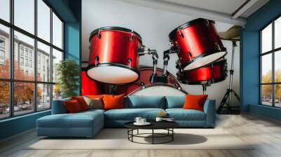 drum kit isolated on white Wall mural