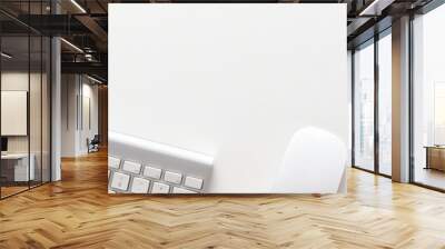 White on white. Office desk with empty copy space. Office supplies. Panorama Wall mural