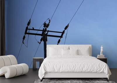 electrical line pole against sky background Wall mural