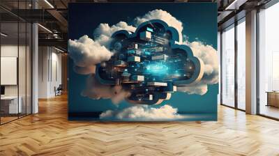 Cloud Computing, The Key to Digital Transformation. Making the Move to Cloud and Simplifying IT. Abstract Concept Wall mural