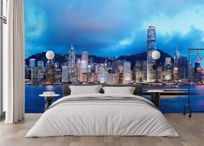 Hong Kong at Night Wall mural