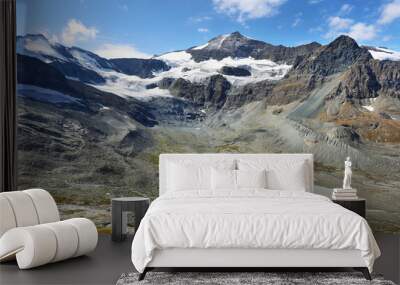 Evettes lake and Glacier du Grand Mean above the cirque des Evettes in vanoise national park, France Wall mural