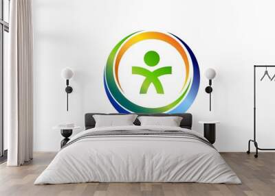 health logo people fitness circle design vector.zip Wall mural