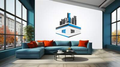 symbol house city business logo building modren icon brand. Wall mural