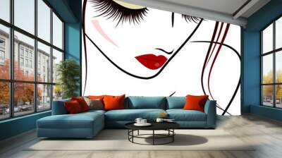 lash extension beauty icon red lips Wall mural