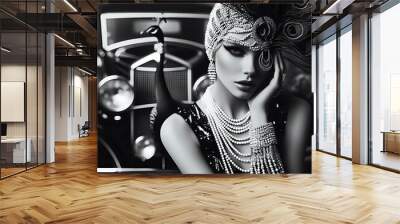 Art Deco glamorous fashion photo shoot with beautiful models. For the cover of luxury design magazine Wall mural