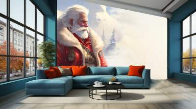 Santa Claus the adventurer greeting card - Christmas greeting card - Generative AI Wall mural